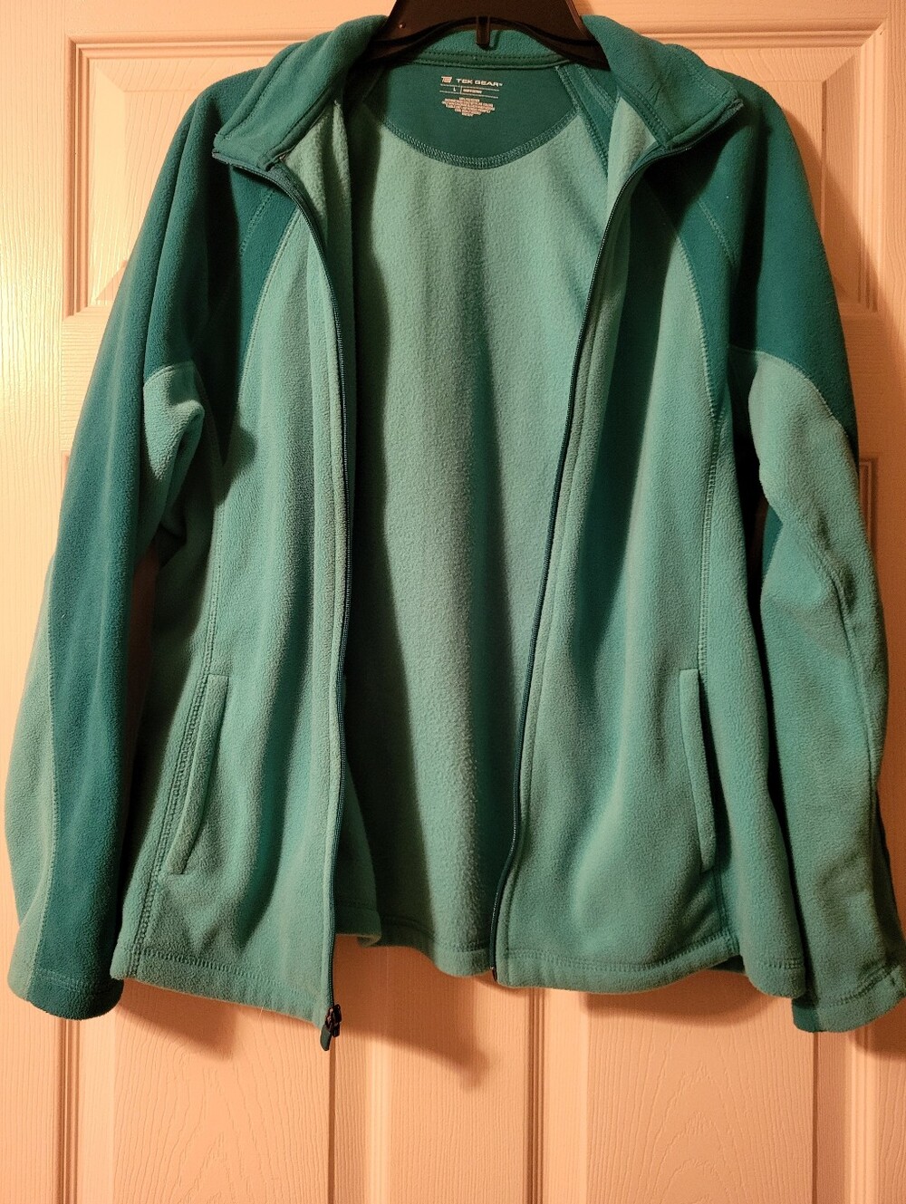 Tek Gear Teal Lightweight Fleece Jacket with ZipTek Large